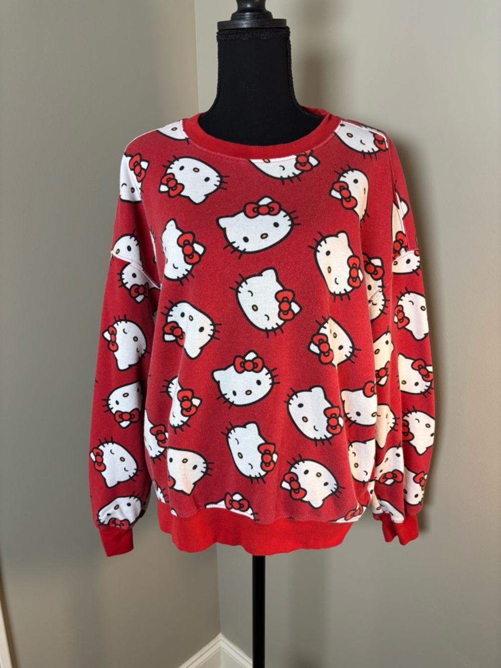 Hello Kitty Red by Sanrio Graphic All Over Print Crewneck Sweatshirt
